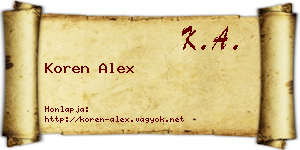 Koren Alex névjegykártya